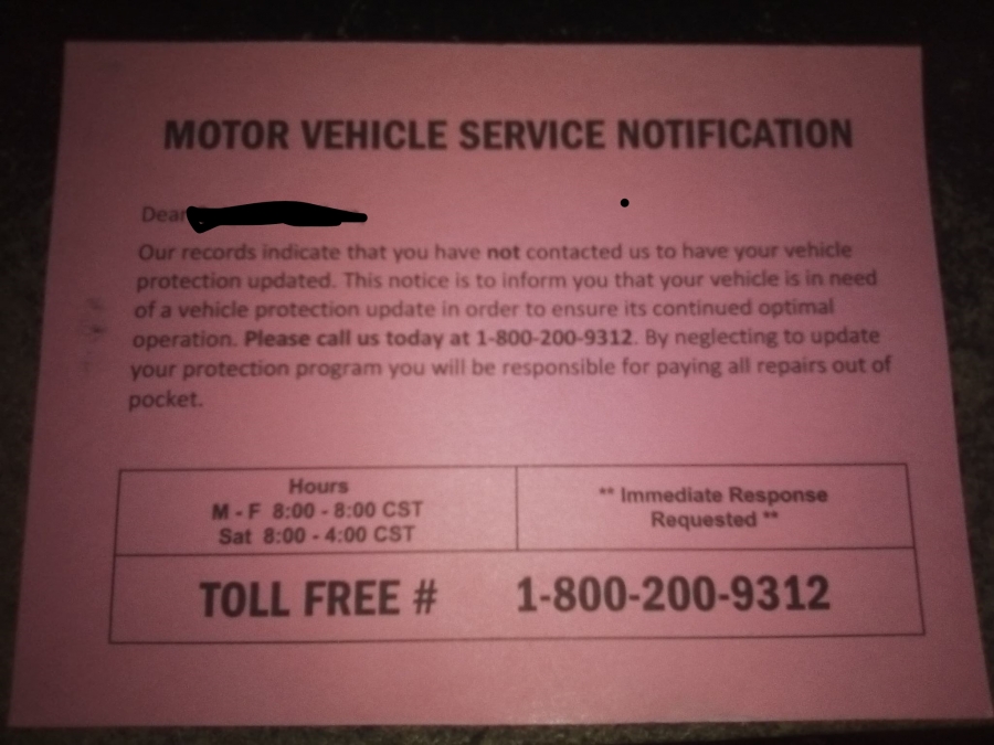 Motor Vehicle Service Notification 2020 Reports & Reviews - ScamPulse.com