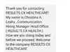 RESULTS CX HEALTHCARE- Employment and Equipment Purchasing Scam